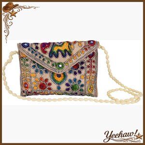 Hand Embroidered Rajasthani Clutch Bag with Shoulder Strap for Weddings